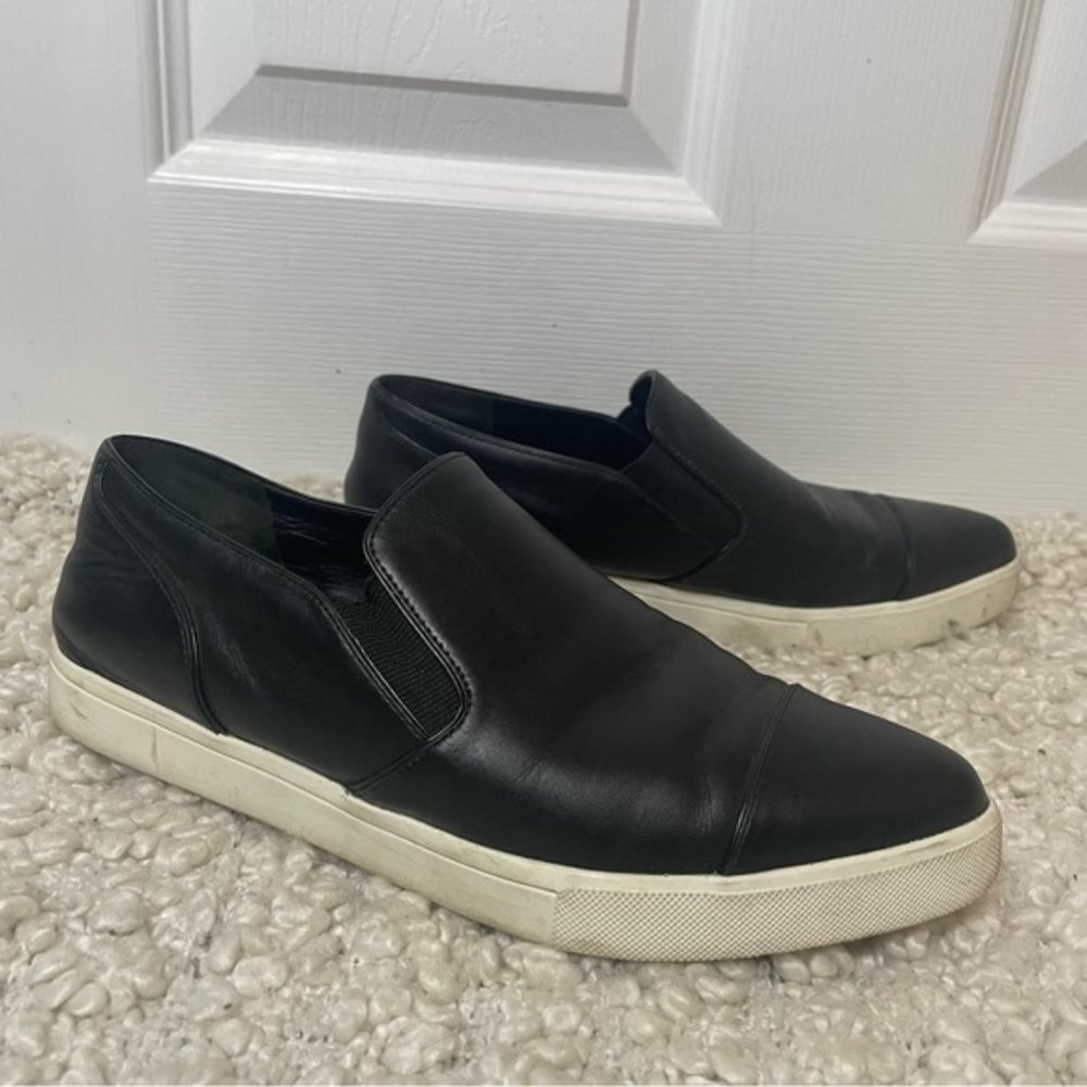 Vince Black Leather Slip On Sneakers 6